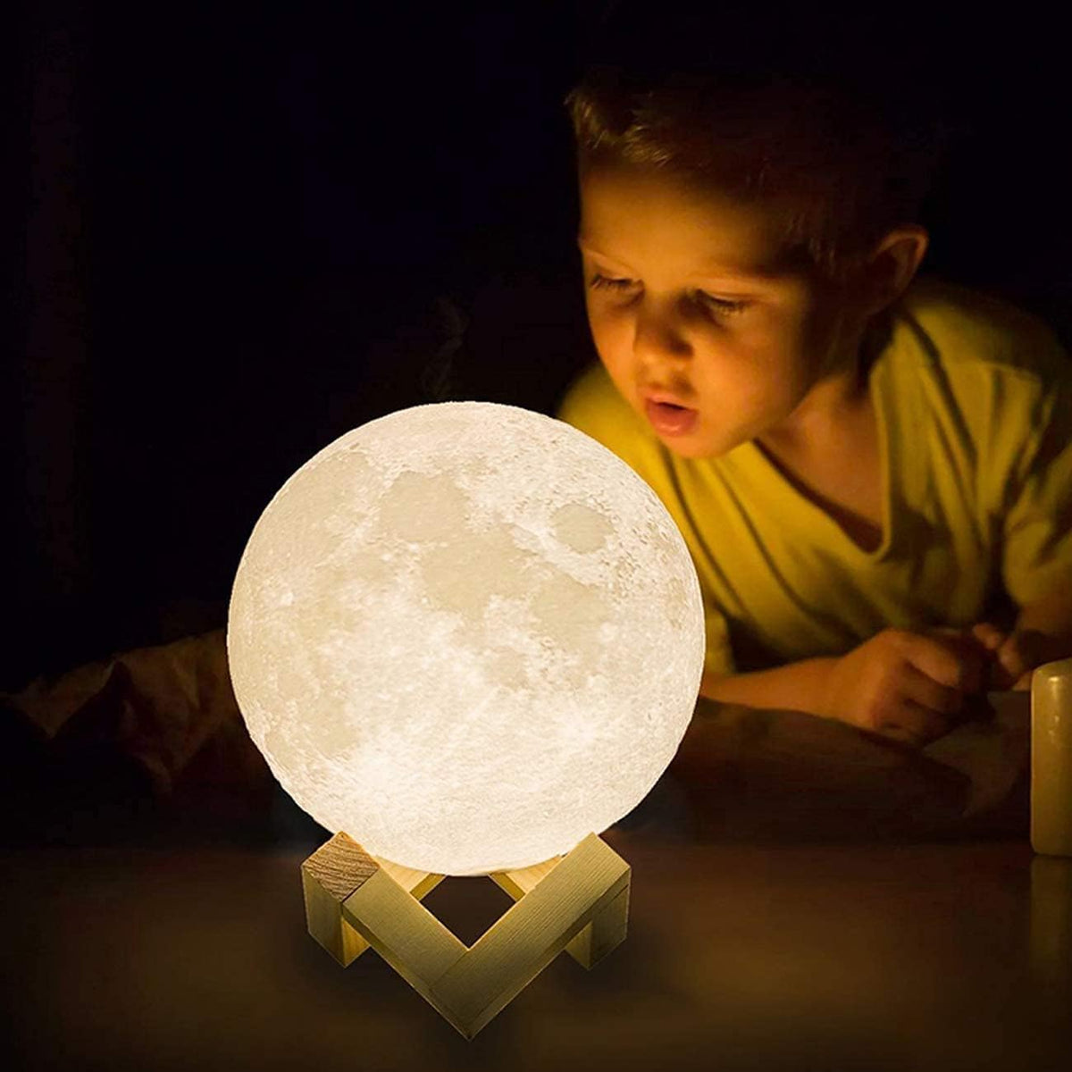 CPLA Moon Lamp wooden stand provides stable, elegant display