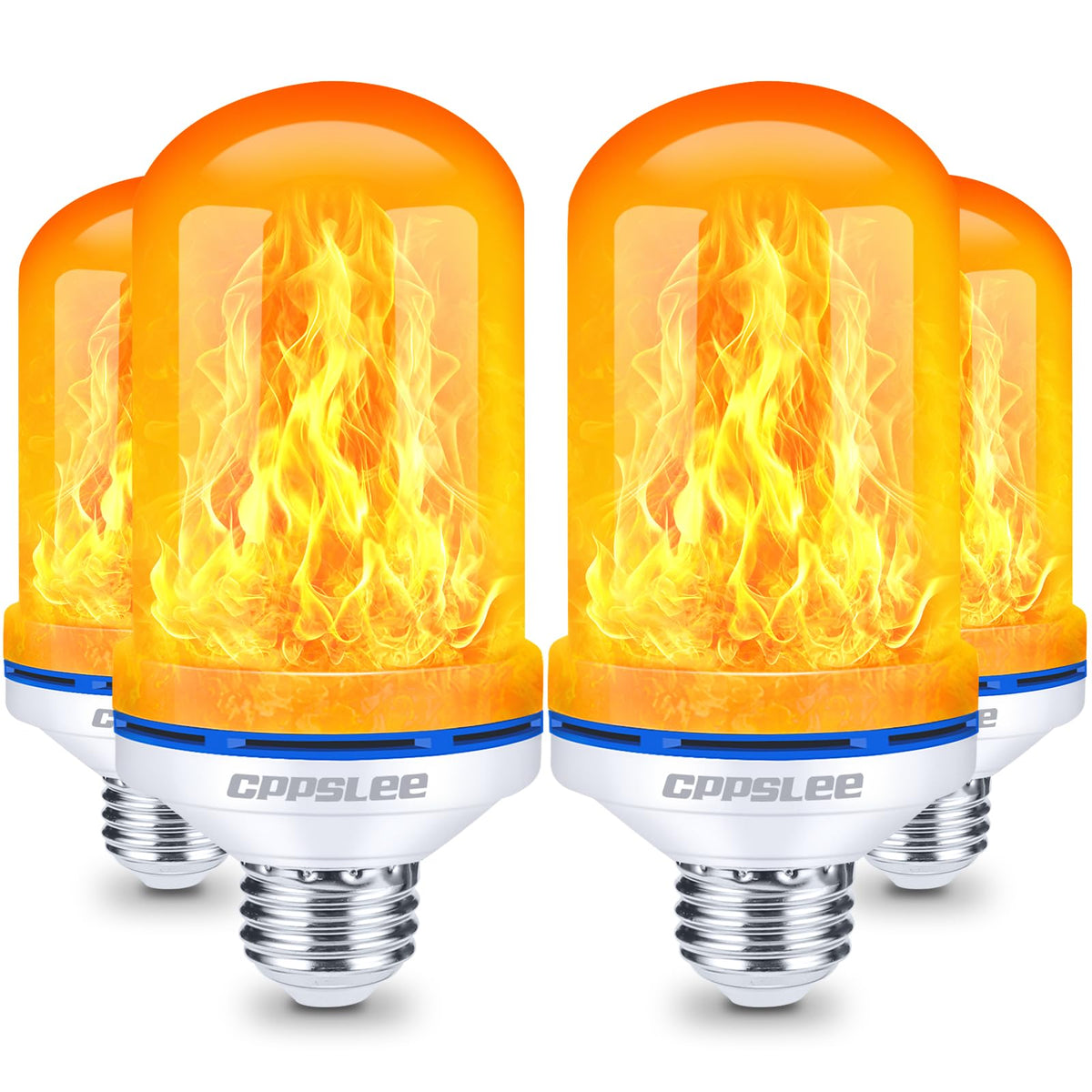 CPPSLEE LED flame bulb in fireplace for safe, realistic flicker ambiance