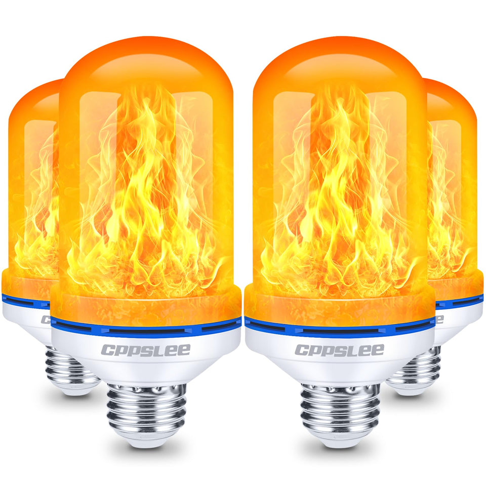 CPPSLEE LED flame bulb in fireplace for safe, realistic flicker ambiance
