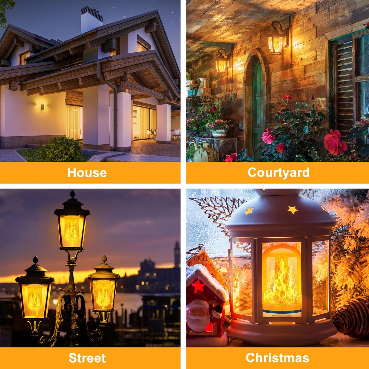 CPPSLEE LED flame bulb in patio lantern adds warm outdoor charm