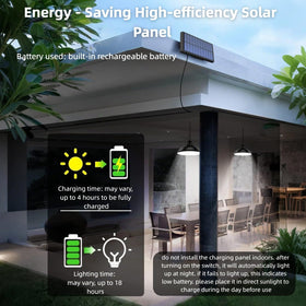 Cprnru Solar Pendant Lights remote control for adjustable brightness and timers.
