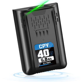 CPY Kobalt 40V 6.0Ah battery front view showing extended runtime