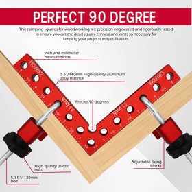 Crafom corner clamp in cabinet application demonstrates secure corner joints.