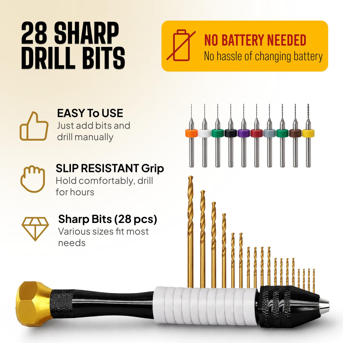 Craft911 Pin Vise 28-piece set with HSS micro bits and PCB bits for versatile projects