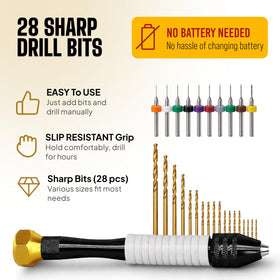 Craft911 Pin Vise 28-piece set with HSS micro bits and PCB bits for versatile projects