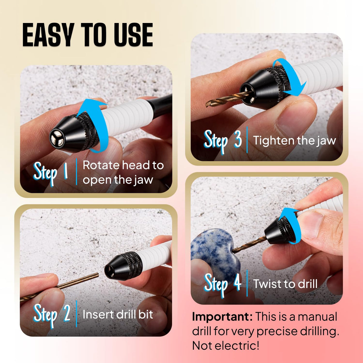 Craft911 Pin Vise compact design fits in the hand for portable crafting