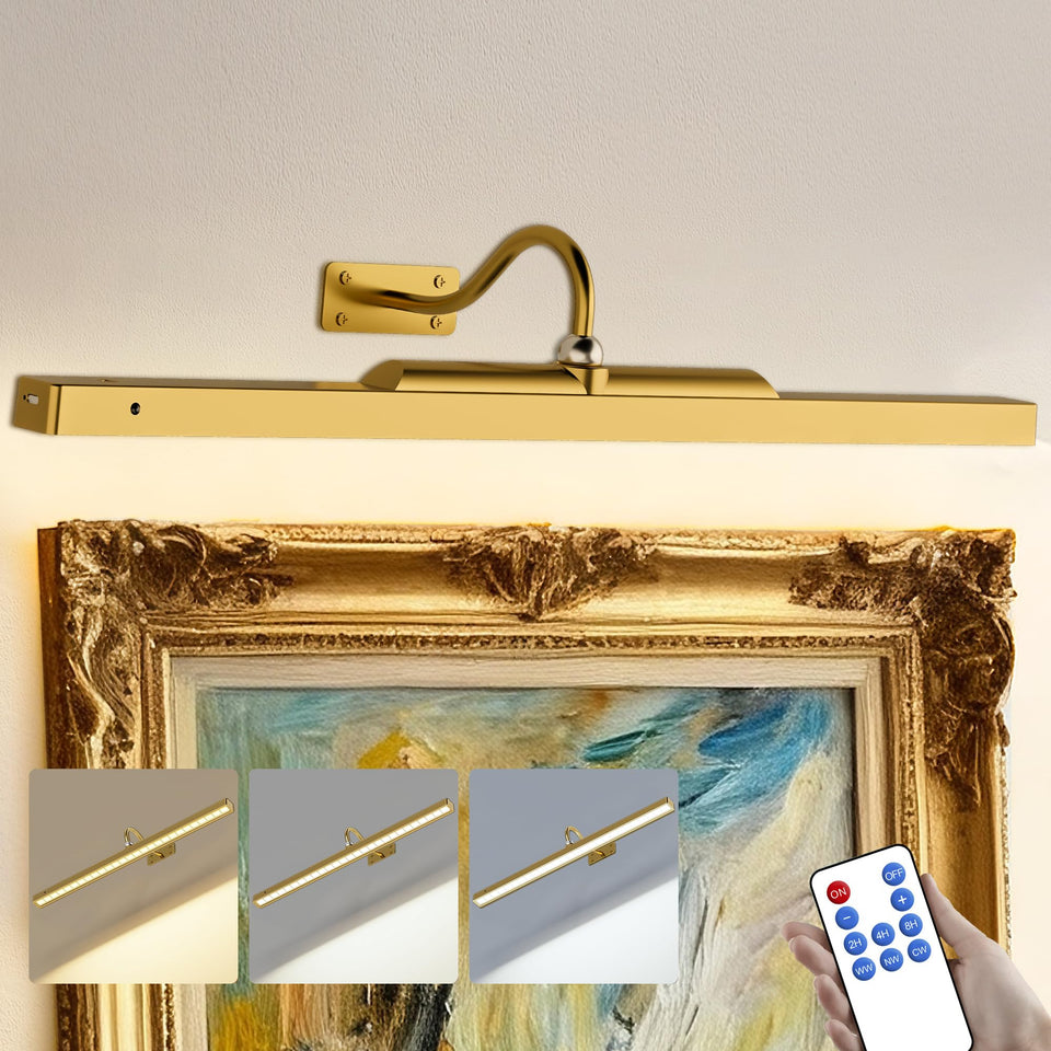 Craftersmark 24in picture light in antique gold illuminating wall art