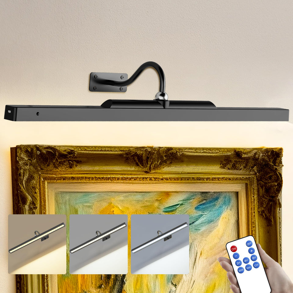 Craftersmark 24-inch picture light in black highlighting artwork with even, true illumination.