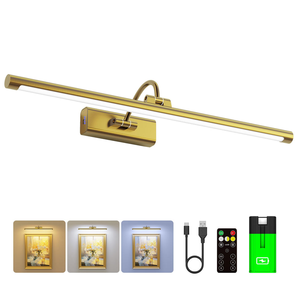 Craftersmark 24-Inch frame light in brass wall sconce illuminating artwork gracefully