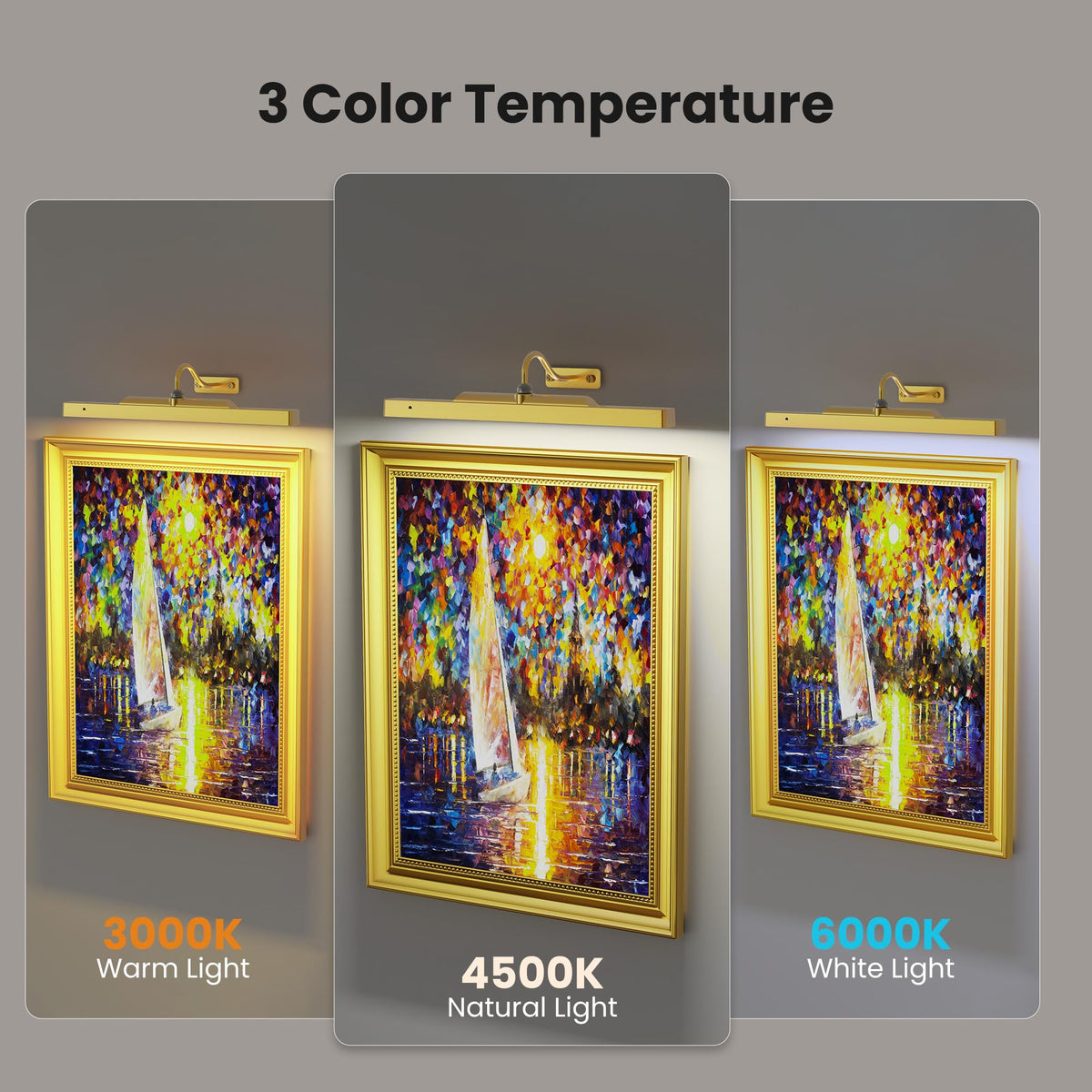 Craftersmark 3-color temperature light adapts warm, natural, or cool tones for settings.
