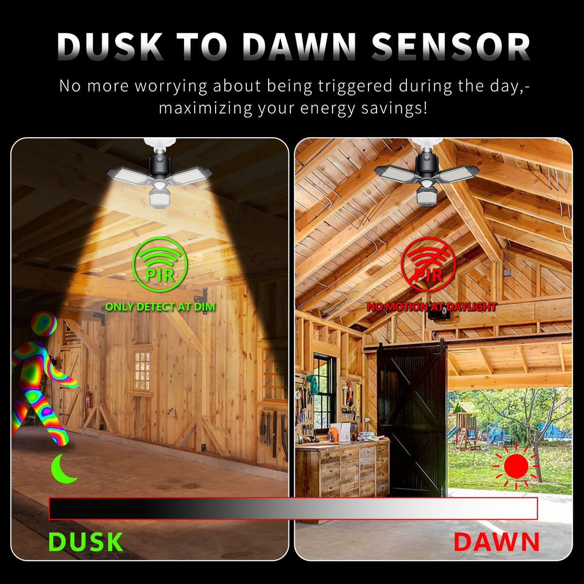 Craftersmark dusk-to-dawn module activates at night to save energy.