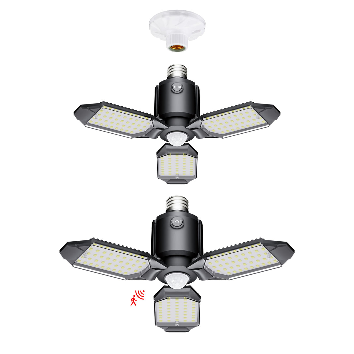 Craftersmark motion sensor garage light with 8000 lumens for bright nighttime visibility.
