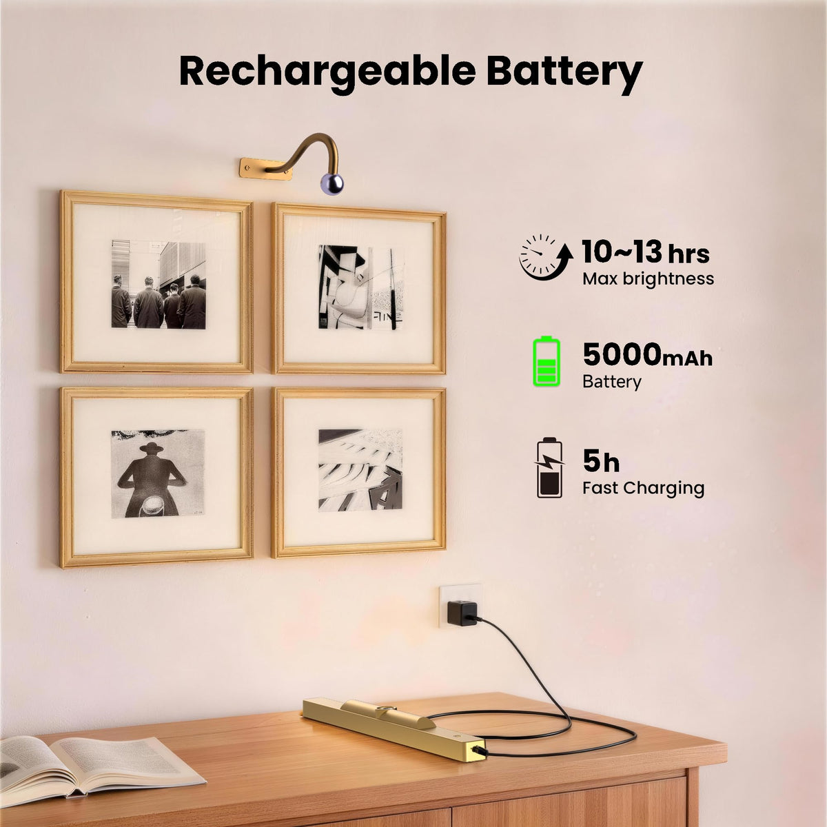 Craftersmark picture light 5000mAh battery for long cordless use