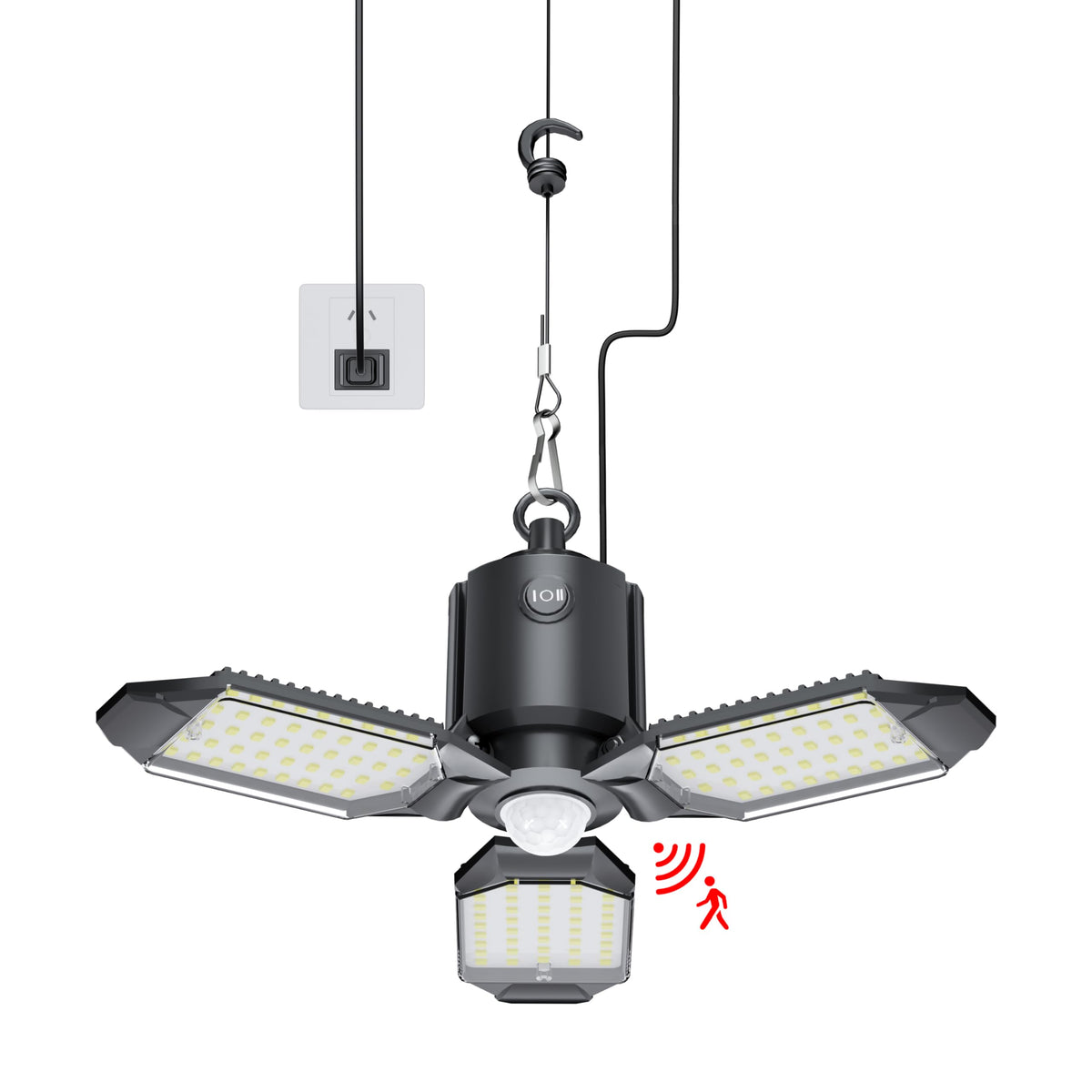 Craftersmark plug-in garage light with motion sensor delivers 8000LM brightness.