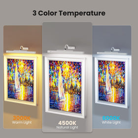 Craftersmark picture light shows three color temperatures for warm, neutral, or cool ambience.