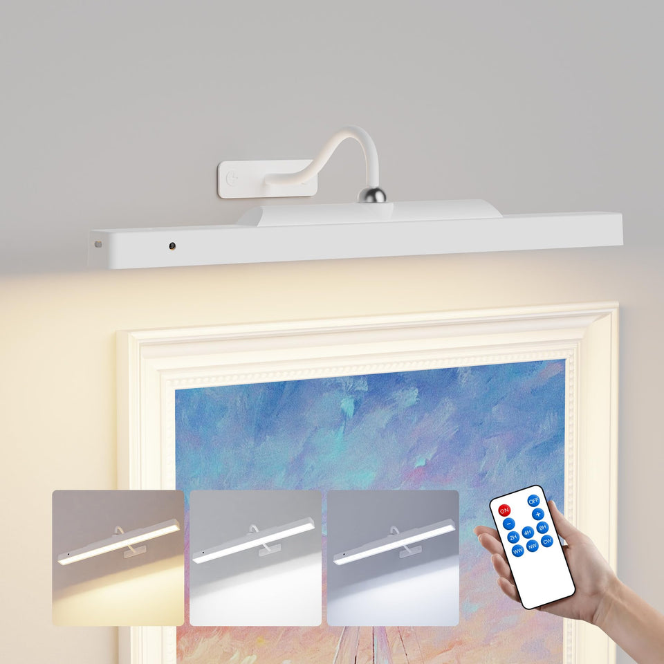 Craftersmark rechargeable picture light front view highlights artwork with cordless convenience.