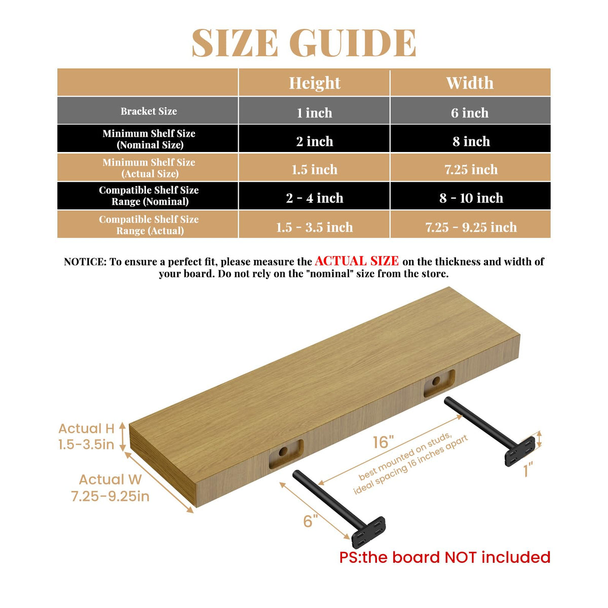 Crafterspirit 160lbs-per-pair brackets securely support heavy shelves