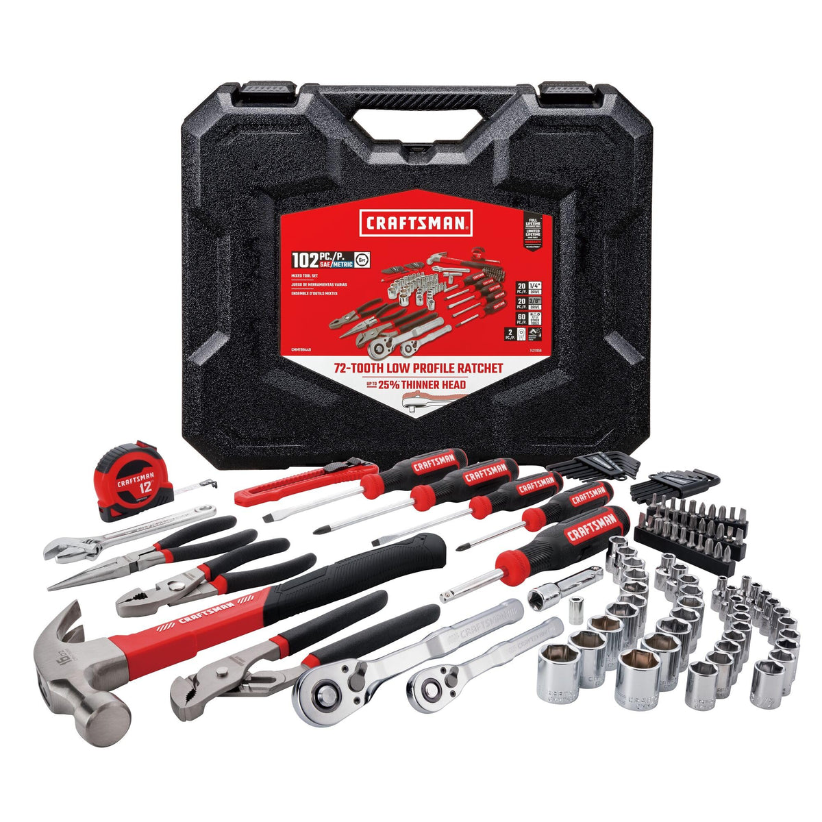 CRAFTSMAN 102-piece tool kit case for organized, portable storage