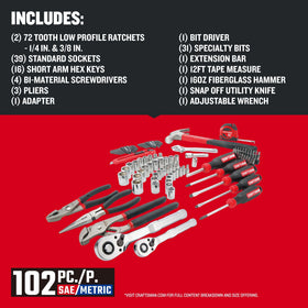 CRAFTSMAN 102-piece tool kit socket set with versatile drive options