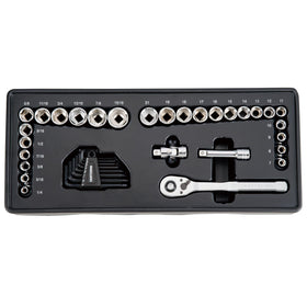 Craftsman 104Pc tool set chrome finish resists corrosion and shines.