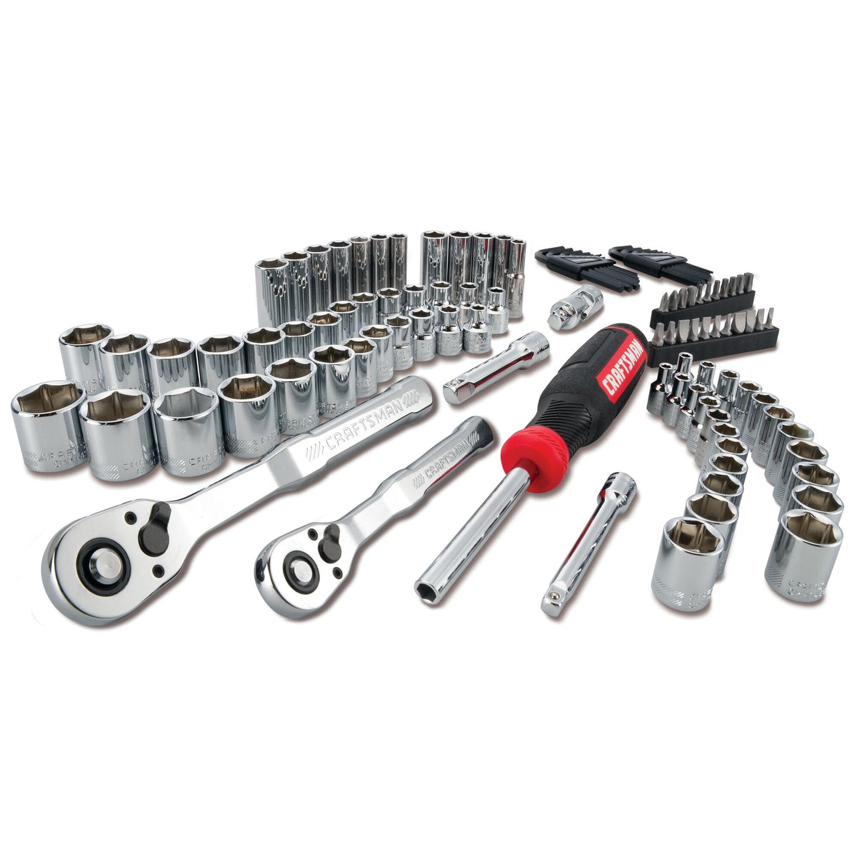 Craftsman 104Pc tool set with sockets and accessories for versatile projects.