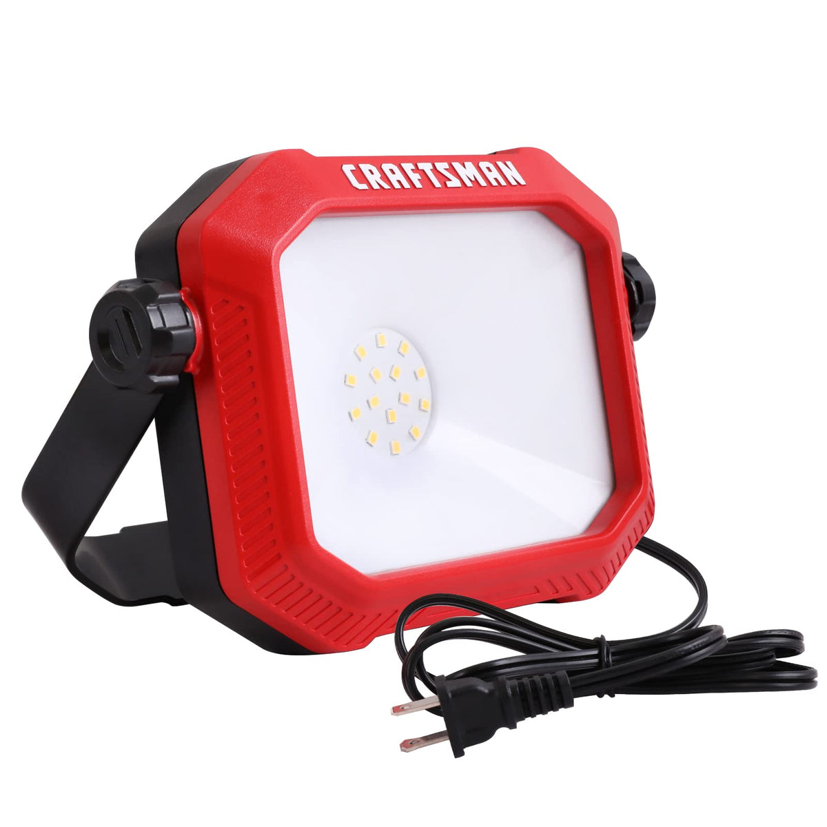 CRAFTSMAN 1100 lumens LED work light red housing for bright on-site illumination.
