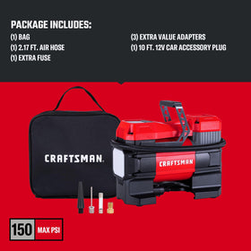 Adapters included for Presta valves, balls, and inflatables.