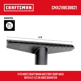 CRAFTSMAN 2-1/2-inch hose compatibility supports larger debris and maximum airflow.