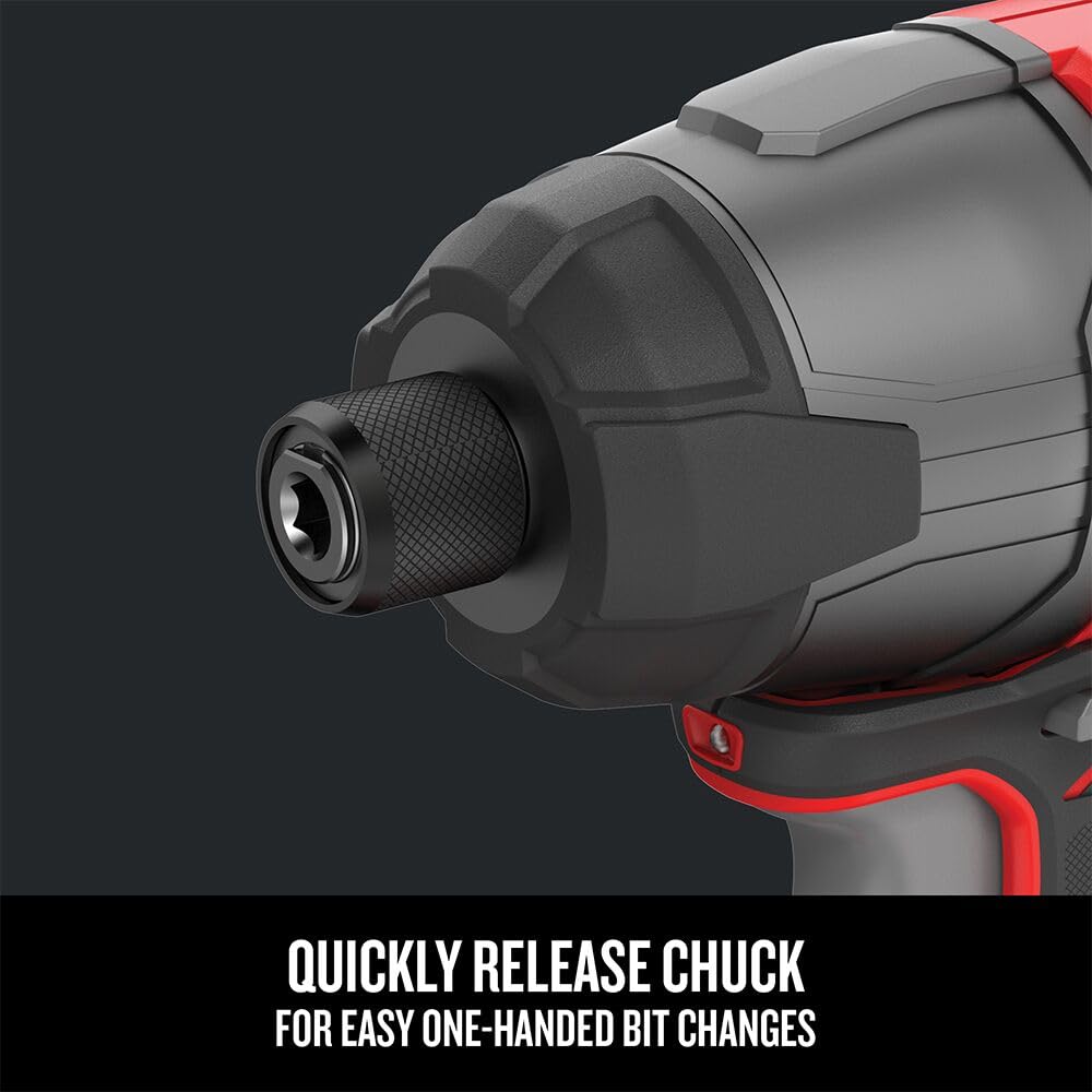 CRAFTSMAN 20V MAX Impact Driver Kit LED work light brightening dark spaces.