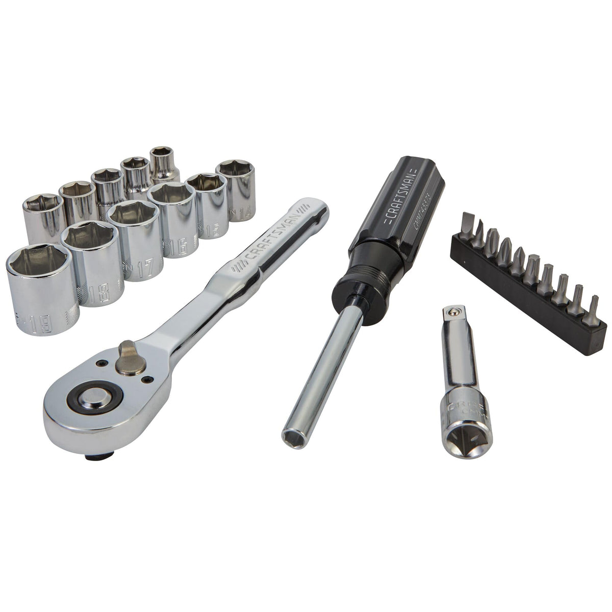 Craftsman 24-piece metric tool set with 3/8 in drive in a compact case for versatility.