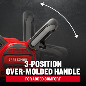 CRAFTSMAN belt sander with 3-position over-molded handle for comfortable operation.