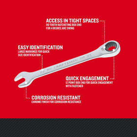 Craftsman 4-degree arc swing allows access in limited spots.