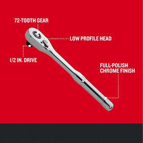 Craftsman 72-tooth ratchet enables precise 5-degree arc in narrow areas.