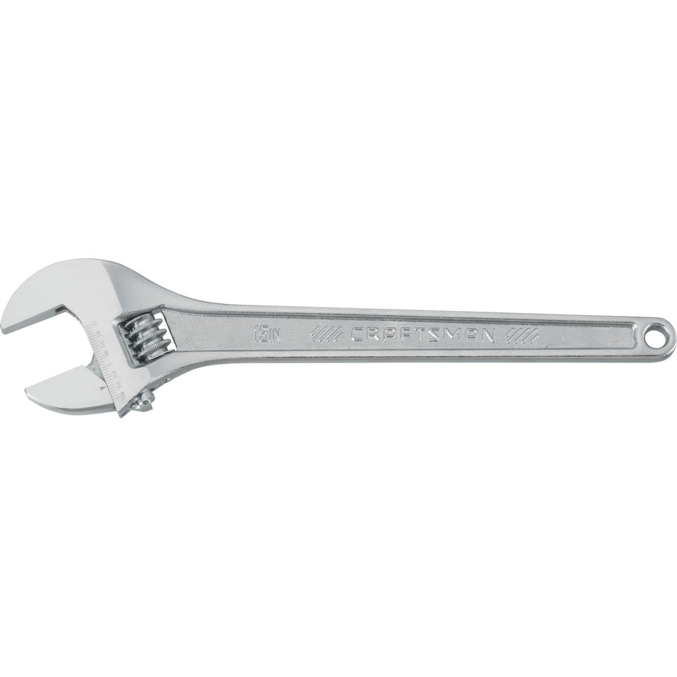 Craftsman 15-inch adjustable wrench with wide jaws for versatile gripping
