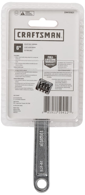 CRAFTSMAN chrome-finish adjustable wrench resists corrosion in daily repairs.