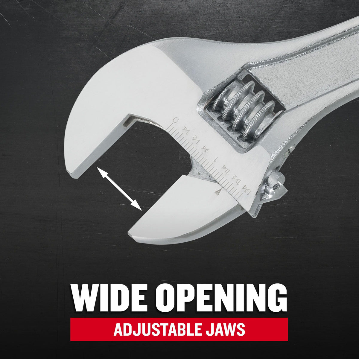 Craftsman adjustable wrench showing chrome finish for durability and corrosion resistance