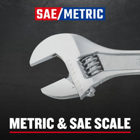 Craftsman wrench displaying metric and SAE scale for quick sizing