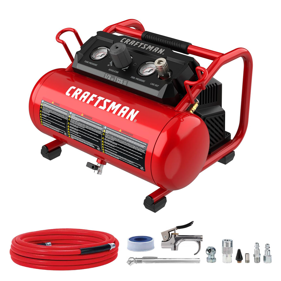 CRAFTSMAN 2-gallon portable air compressor shown for easy job-site transport
