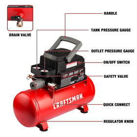Craftsman CMXECXA0200243 oil-free pump close-up signals maintenance-free operation