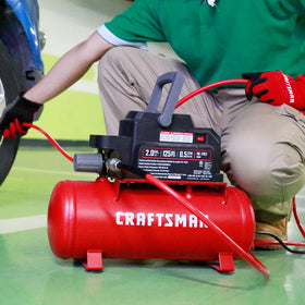 Craftsman CMXECXA0200243 tank and handle image emphasizes on-site inflation readiness
