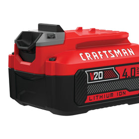 Craftsman battery pack in retail packaging for easy purchase.