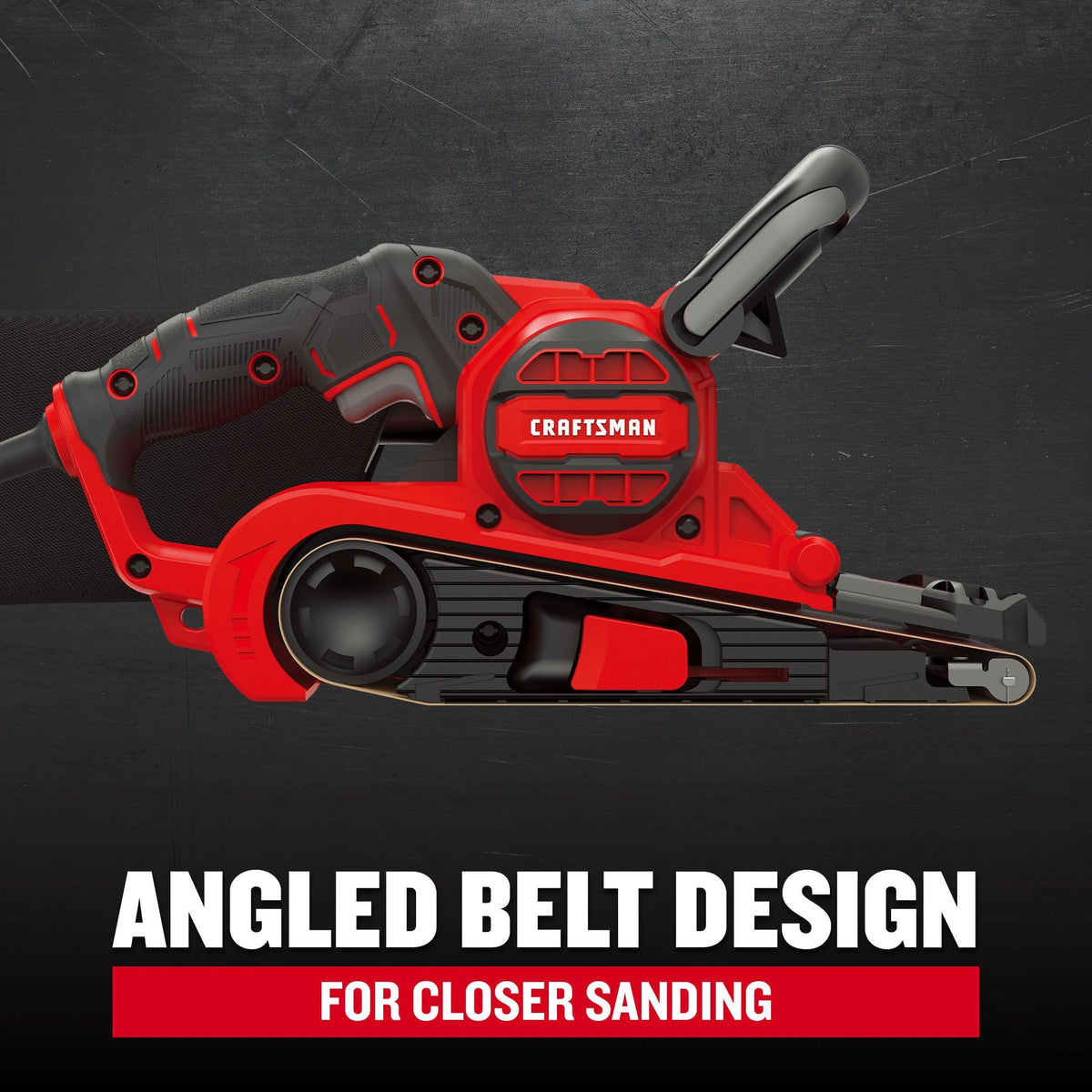 CRAFTSMAN sander with on-board dust bag keeps the workspace cleaner.