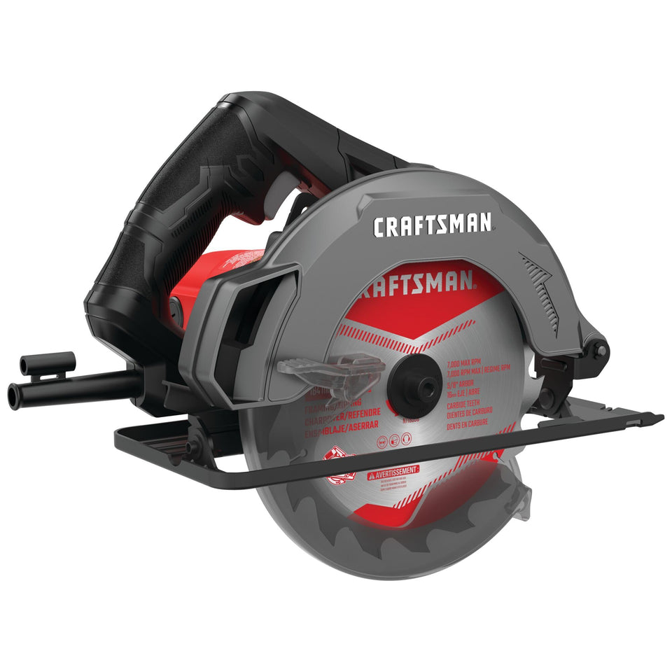 CRAFTSMAN circular saw with 7-1/4-inch carbide blade for fast, clean cuts.