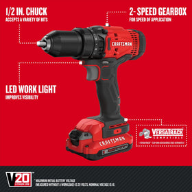 Craftsman CMCK200C2 20V batteries powering extended project sessions