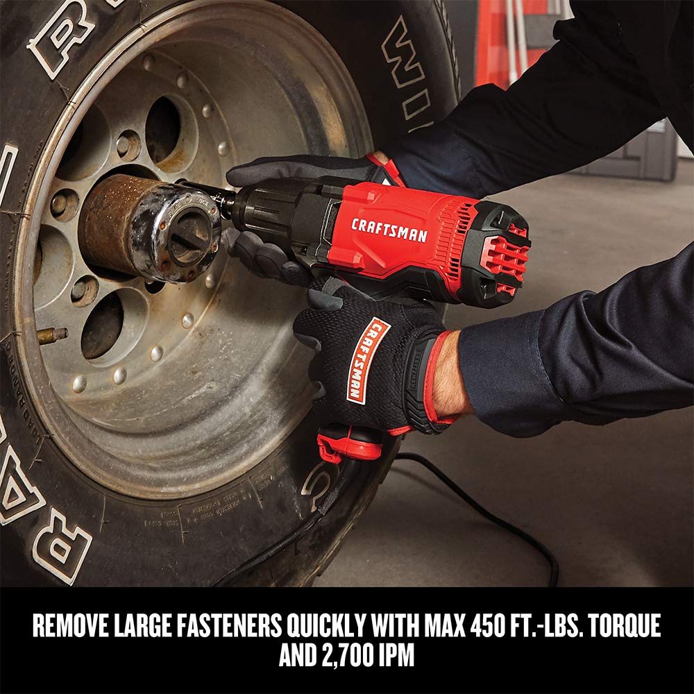 CRAFTSMAN CMEF901 hog ring anvil enables rapid socket changes.