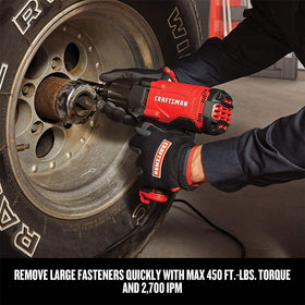 CRAFTSMAN CMEF901 hog ring anvil enables rapid socket changes.