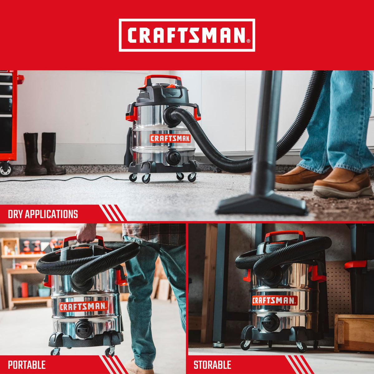 Craftsman CMXEVBE17155 Qwik Lock filter system enables quick, tool-free filter changes.