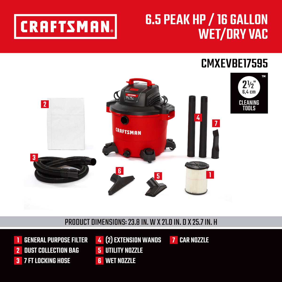 Craftsman CMXEVBE17595 Qwik-Lock filter enables quick maintenance