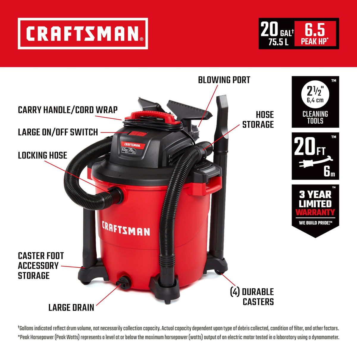 Craftsman CMXEVBE17596 hose storage keeps accessories organized during projects