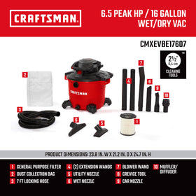 CRAFTSMAN CMXEVBE17607 dual-flex hose minimizes kinks for tight spaces.